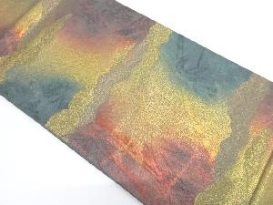 リサイクル　竹笹に草花模様織り出し袋帯